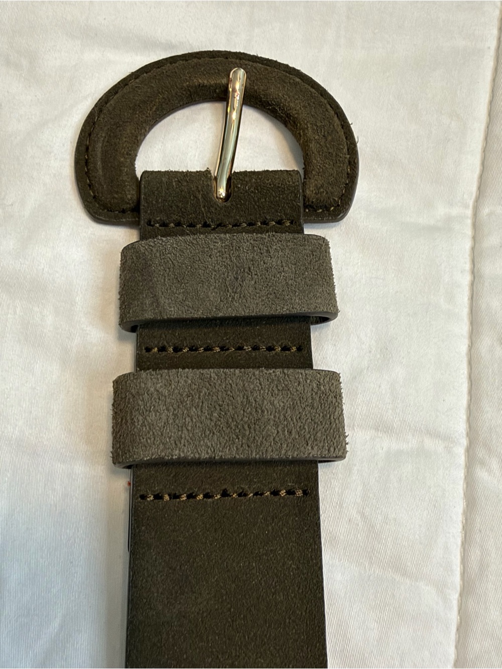 Express Dark Olive Hunter Green Suede Belt Gold Buckle Size M NWT